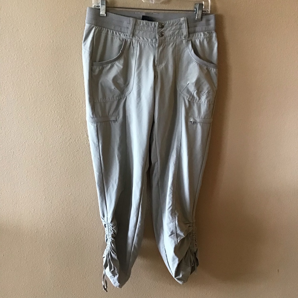 Kuhl Khaki Hiking Pants with Ties at Legs & Six Pockets (Size 4)